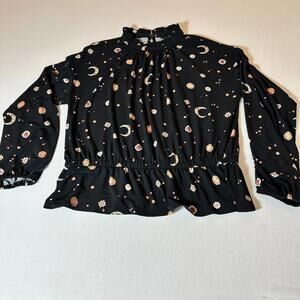 Ann Taylor Black Stars and Moon Top - Large